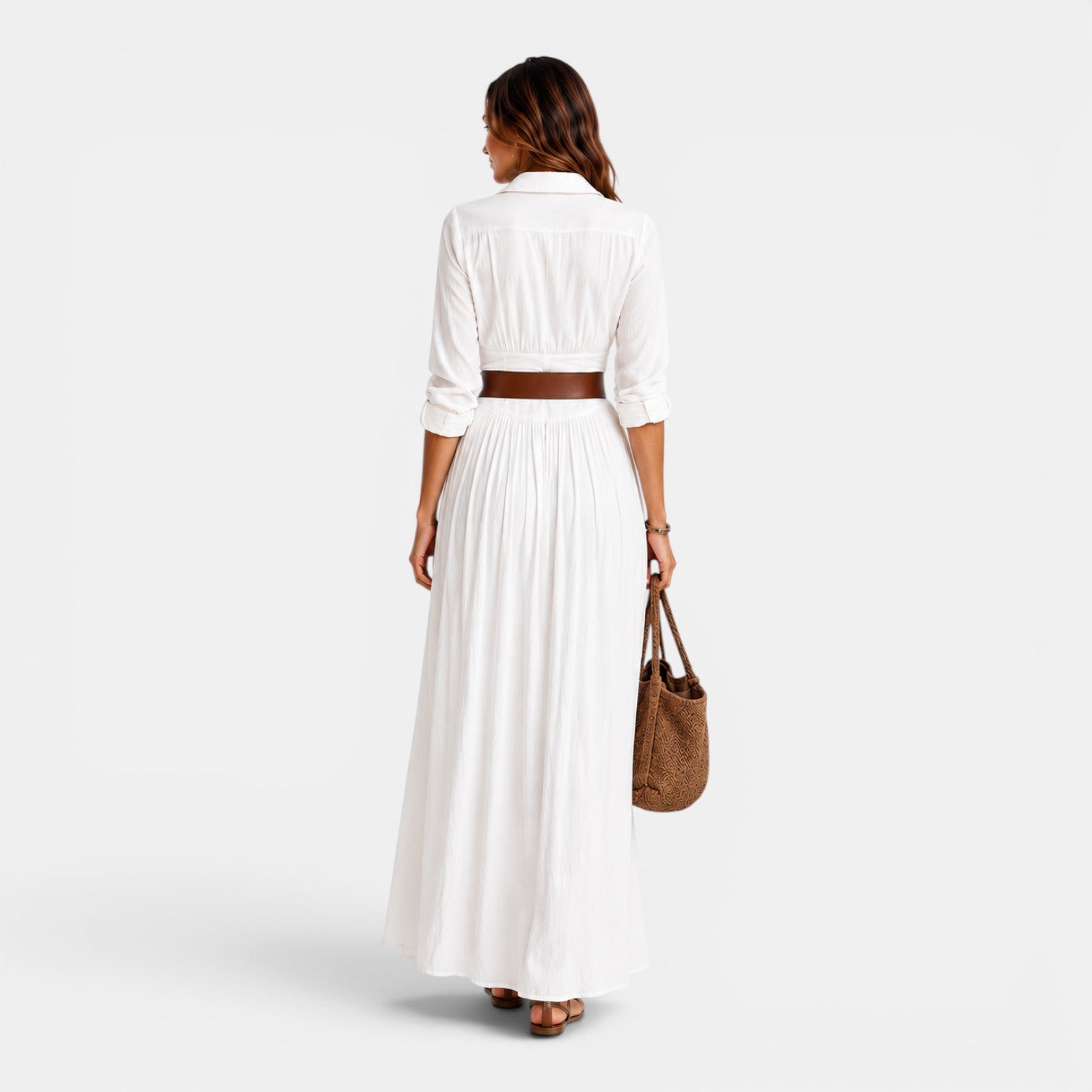 Monvaline | Women's Elegant Pleated Maxi Dress for Weddings & Special Occasions