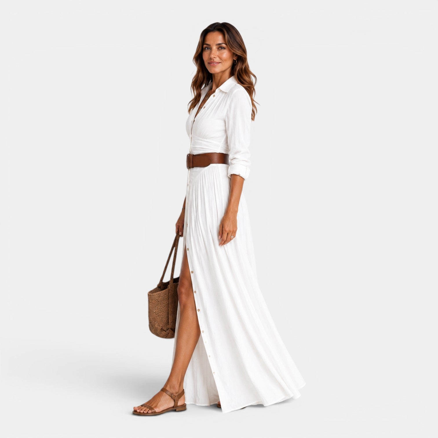 Monvaline | Women's Elegant Pleated Maxi Dress for Weddings & Special Occasions