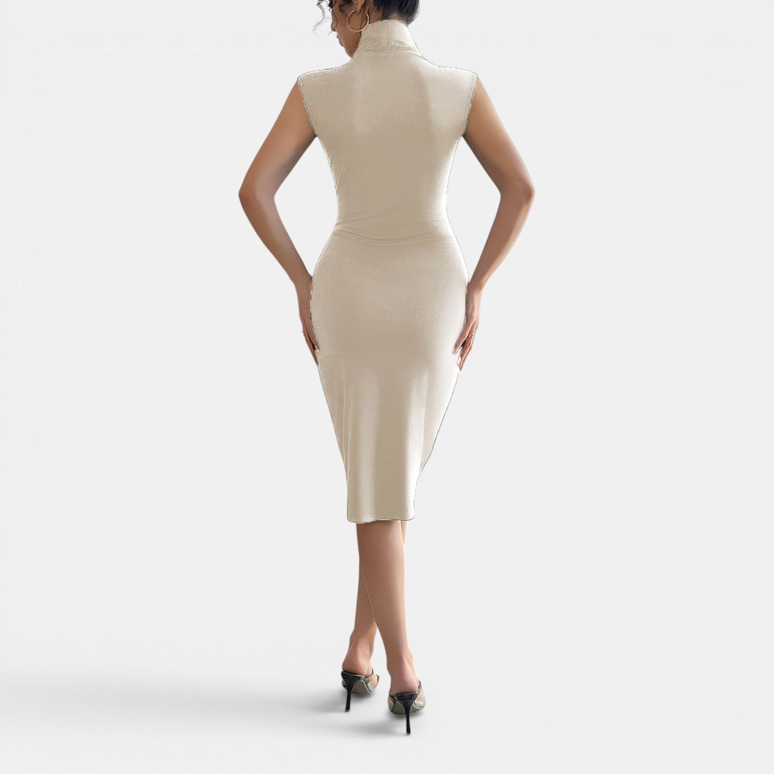 Monvaline | Women’s Elegant Pleated Midi Dress for Weddings & Events