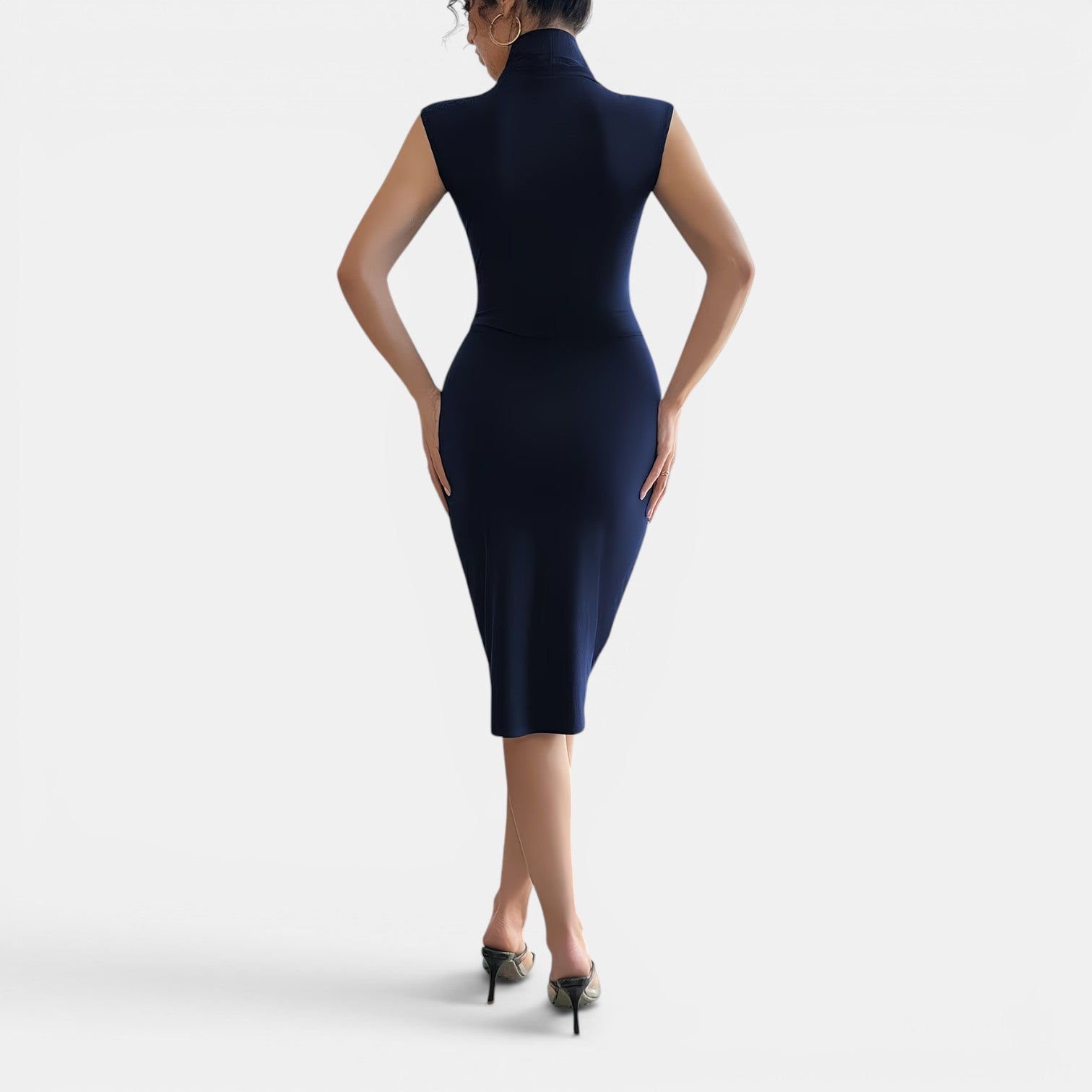 Monvaline | Women’s Elegant Pleated Midi Dress for Weddings & Events