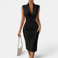 Monvaline | Women’s Elegant Pleated Midi Dress for Weddings & Events