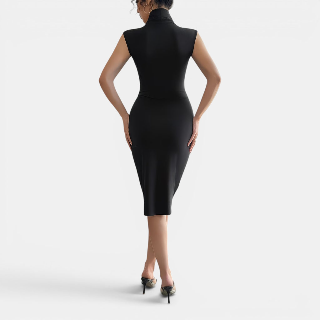 Monvaline | Women’s Elegant Pleated Midi Dress for Weddings & Events