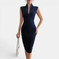 Monvaline | Women’s Elegant Pleated Midi Dress for Weddings & Events