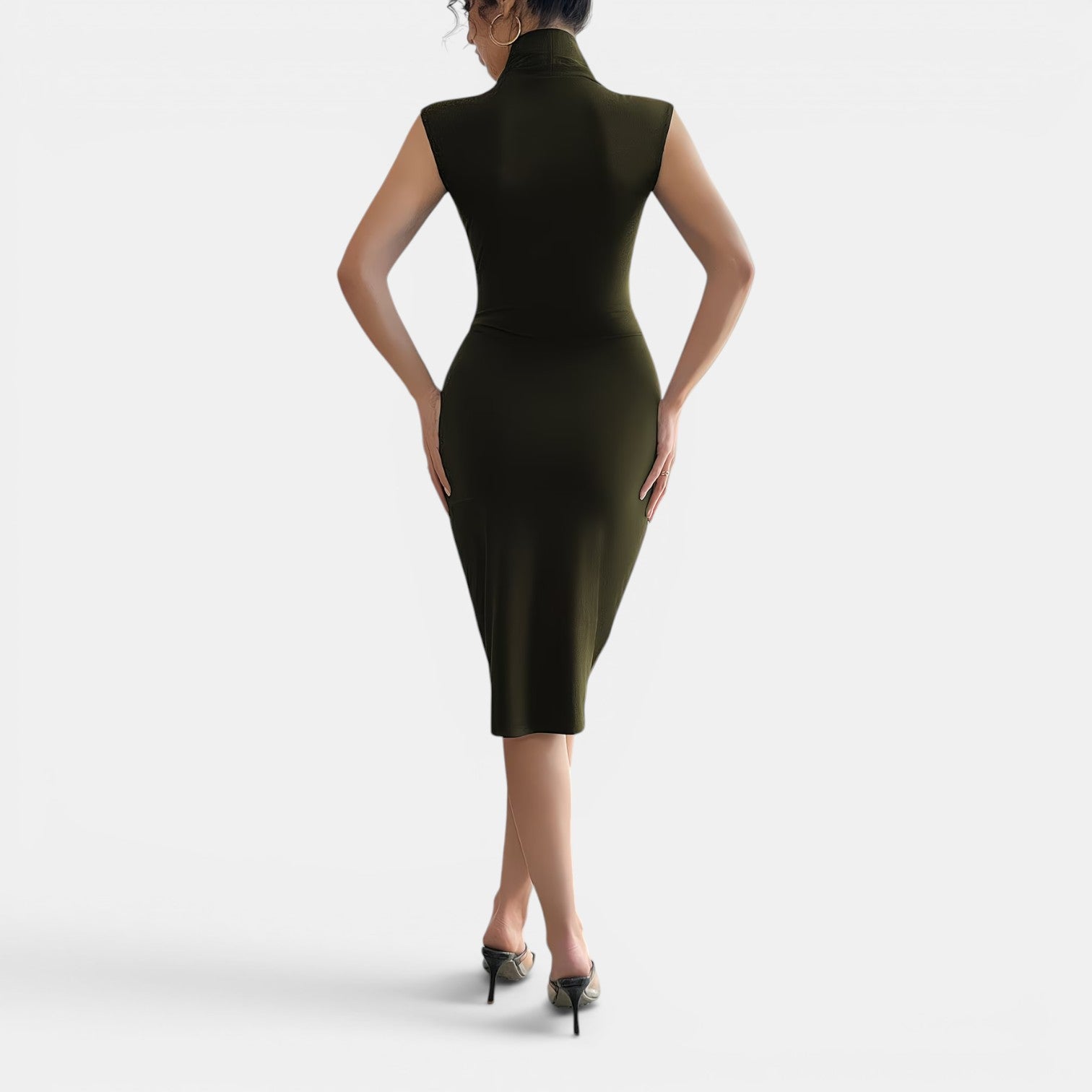 Monvaline | Women’s Elegant Pleated Midi Dress for Weddings & Events