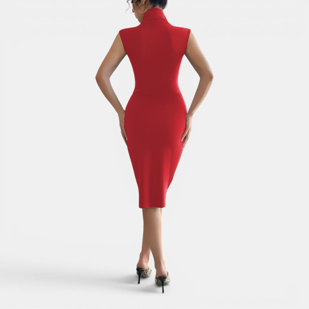 Monvaline | Women’s Elegant Pleated Midi Dress for Weddings & Events