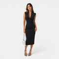 Monvaline | Women’s Elegant Pleated Midi Dress for Weddings & Events