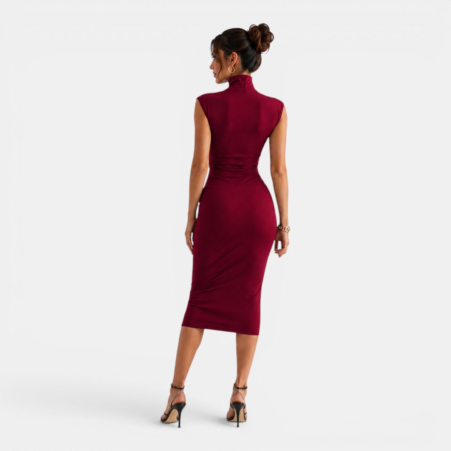 Monvaline | Women’s Elegant Pleated Midi Dress for Weddings & Events