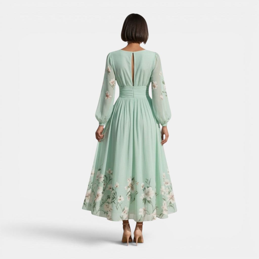Monvaline | Women’s Floral Chiffon Midi Dress