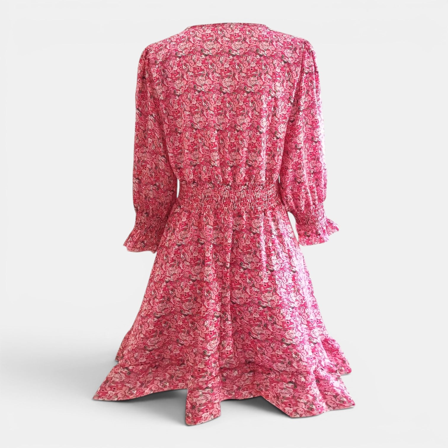 Monvaline | Women’s Floral Holiday Dress – Puff Sleeve Midi Style