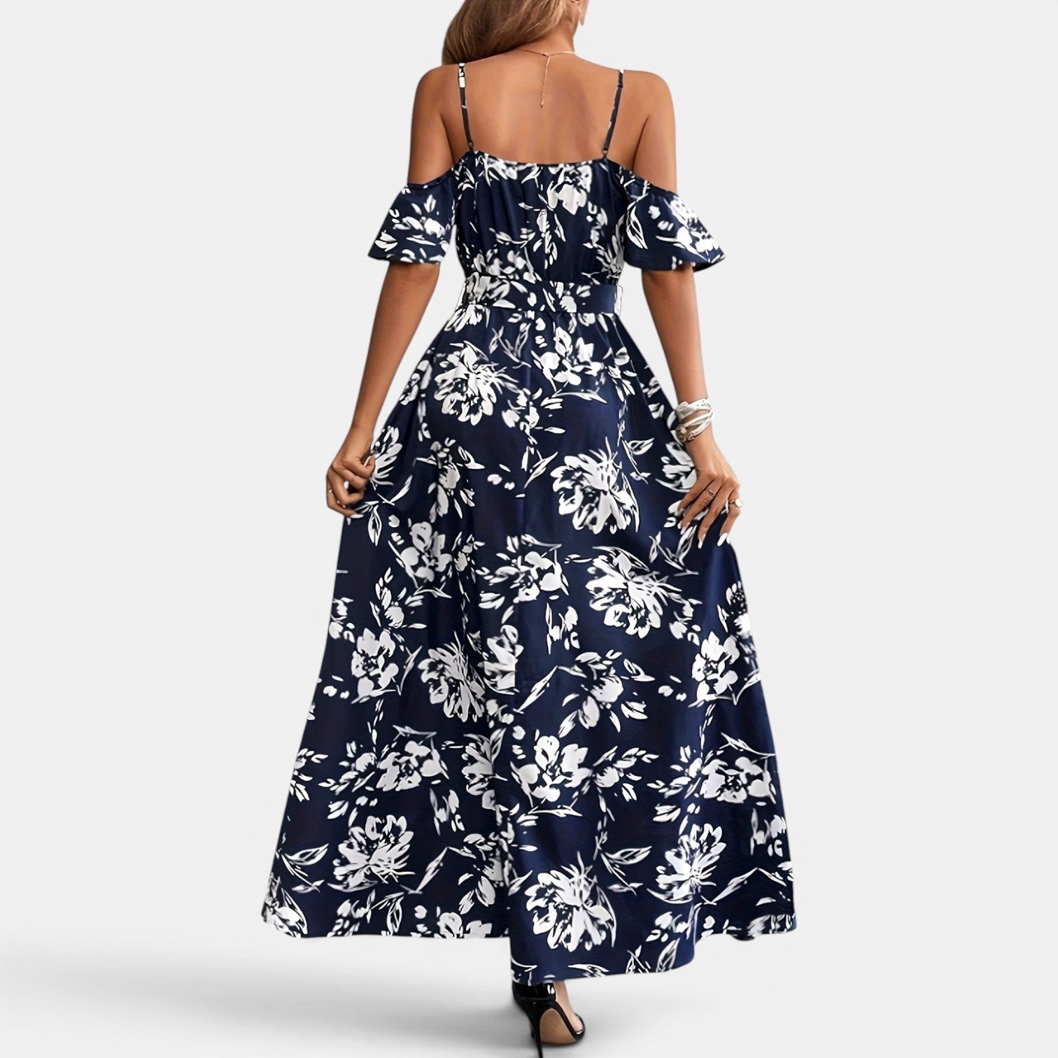 Monvaline | Women’s Floral Maxi Dress Off-Shoulder Elegant Summer Fit