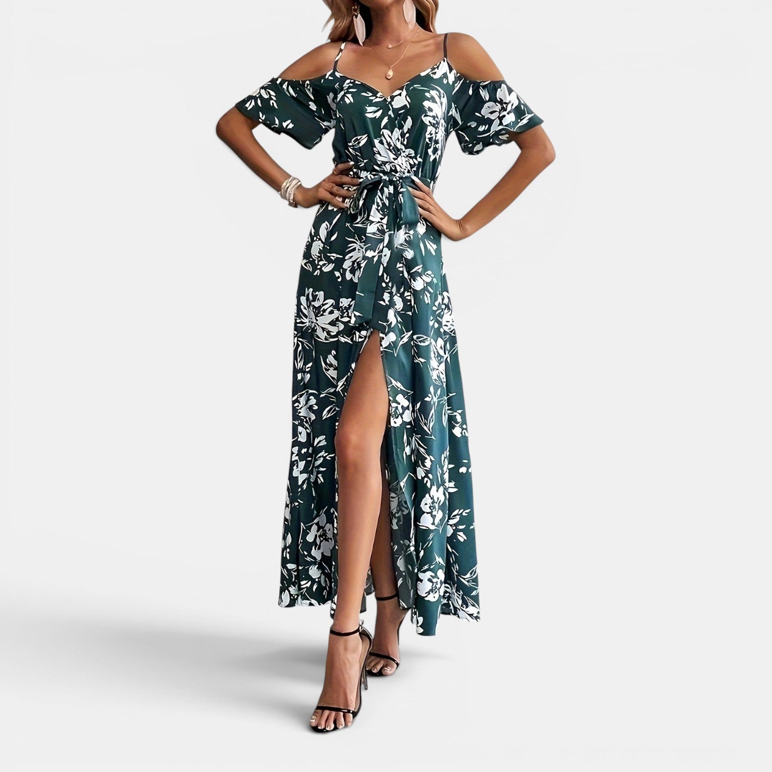 Monvaline | Women’s Floral Maxi Dress Off-Shoulder Elegant Summer Fit