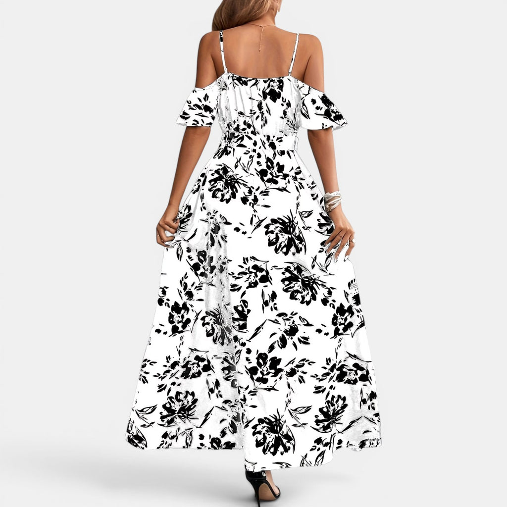 Monvaline | Women’s Floral Maxi Dress Off-Shoulder Elegant Summer Fit