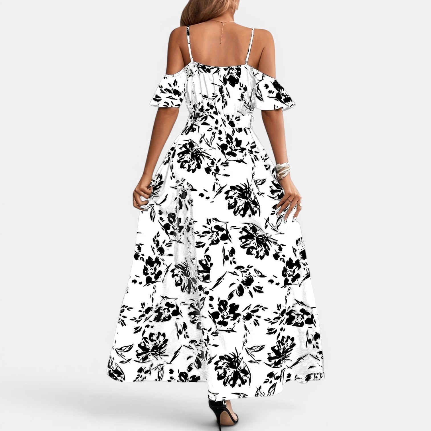 Monvaline | Women’s Floral Maxi Dress Off-Shoulder Elegant Summer Fit