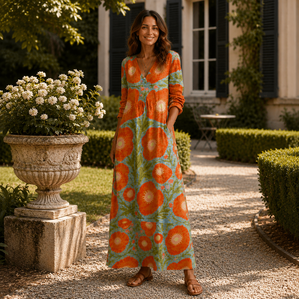 Monvaline | Women’s Floral Midi Dress for Weddings & Summer Events