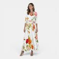 Monvaline | Women’s Floral Resort Maxi Dress – V-Neck Holiday Outfit