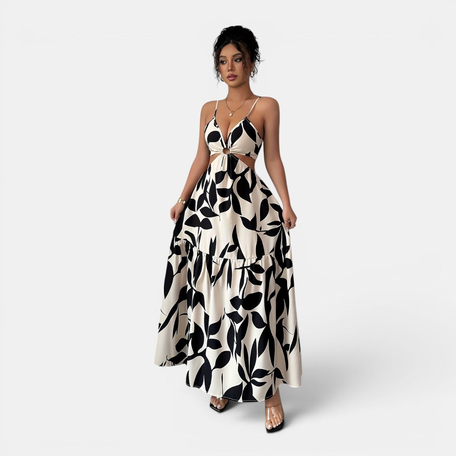 Monvaline | Women’s Floral Summer Midi Dress Elegant Casual Fit