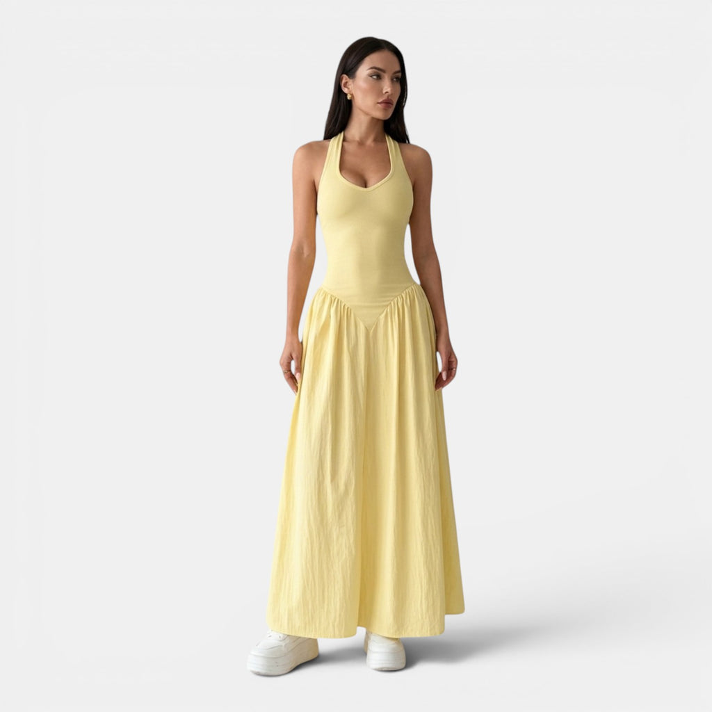Monvaline | Women’s French Backless Maxi Dress