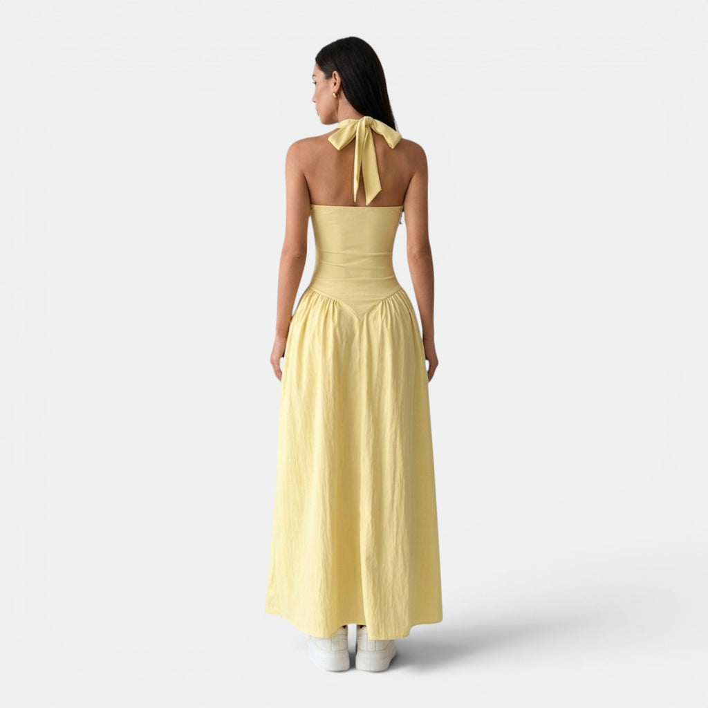 Monvaline | Women’s French Backless Maxi Dress
