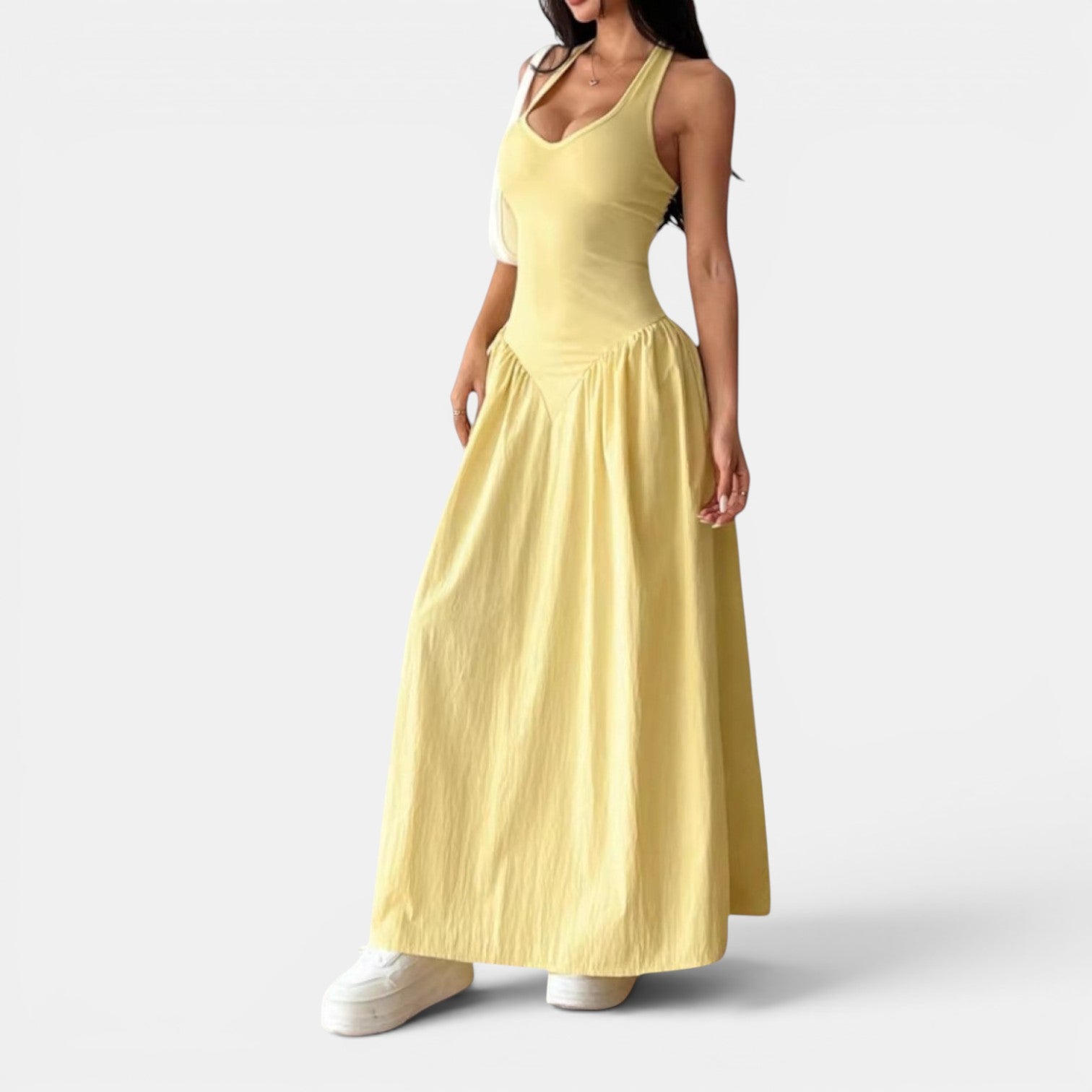 Monvaline | Women’s French Backless Maxi Dress