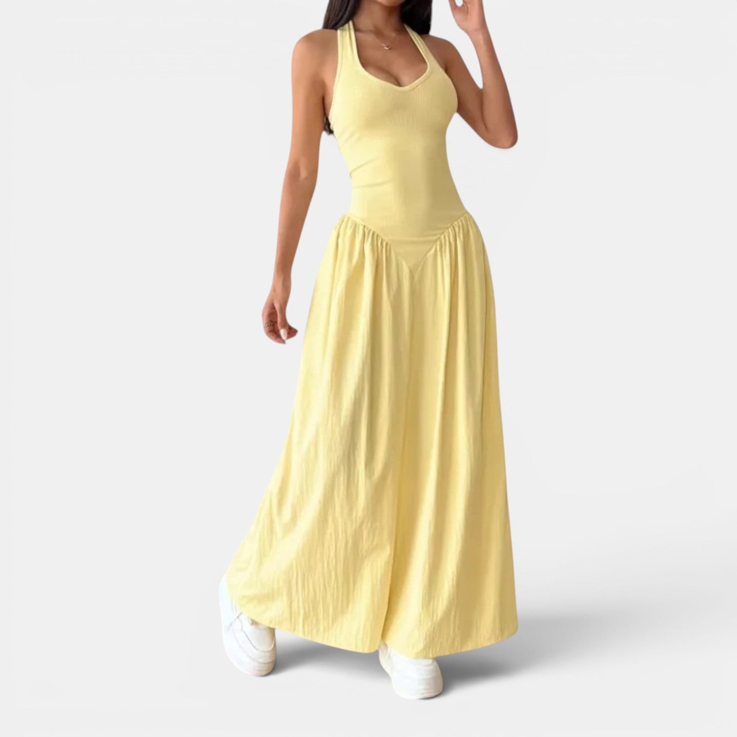 Monvaline | Women’s French Backless Maxi Dress