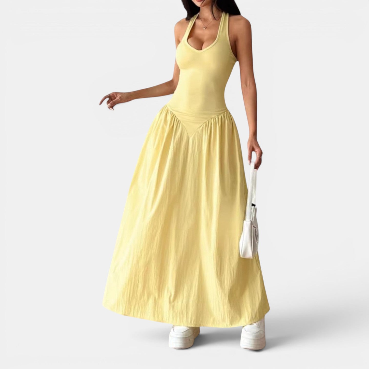 Monvaline | Women’s French Backless Maxi Dress
