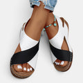 Monvaline | Women’s Leather Wedge Sandals Comfort Fit Open Toe Summer