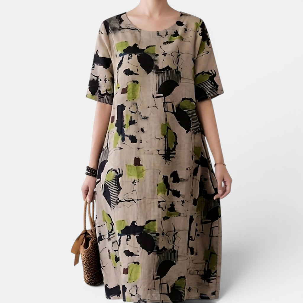 Monvaline | Women’s Linen Dress with Pockets for Summer Holidays