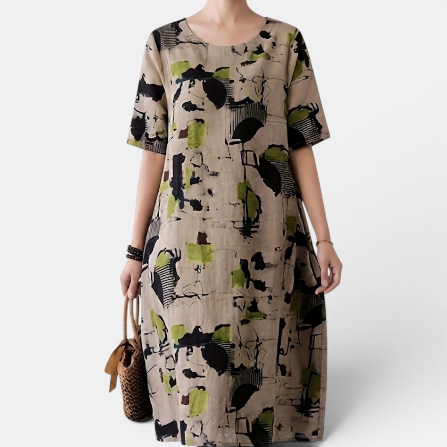 Monvaline | Women’s Linen Dress with Pockets for Summer Holidays