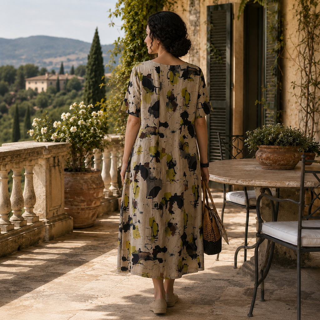 Monvaline | Women’s Linen Dress with Pockets for Summer Holidays