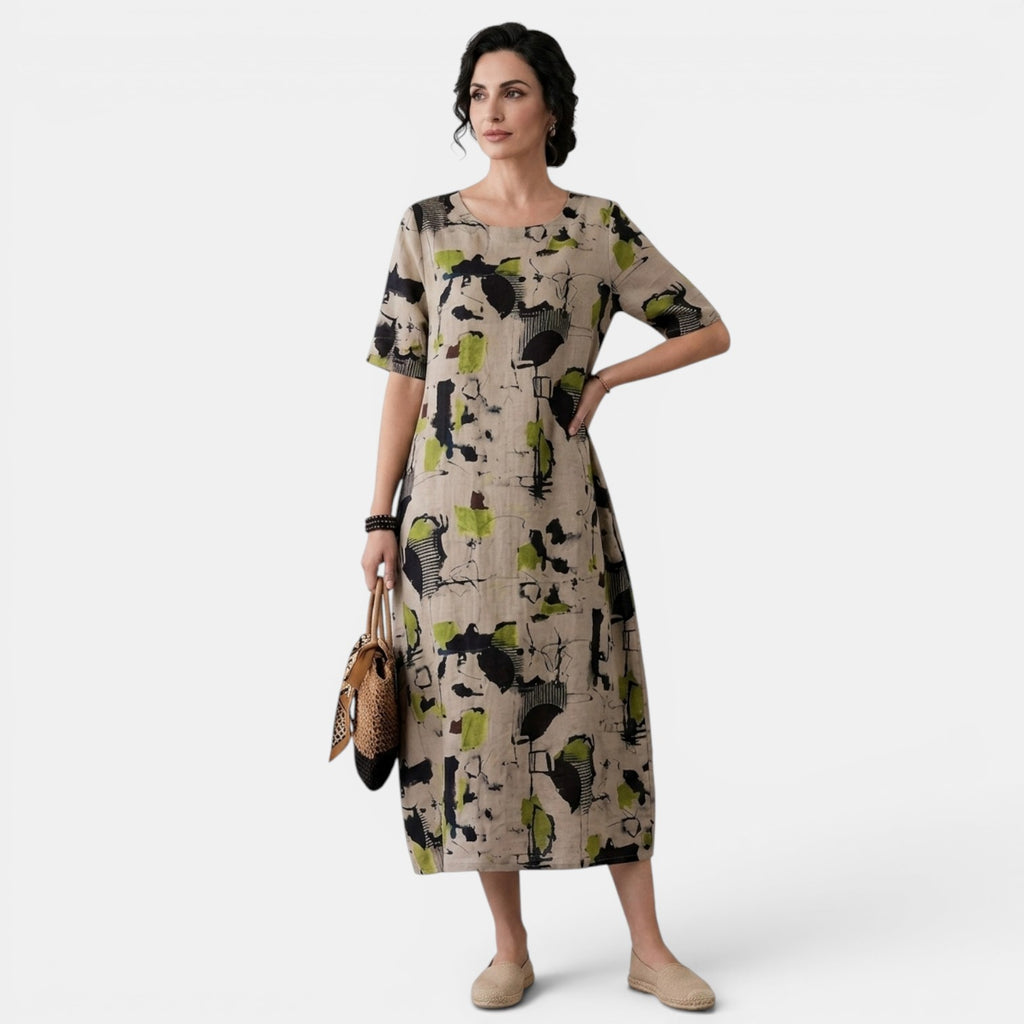 Monvaline | Women’s Linen Dress with Pockets for Summer Holidays