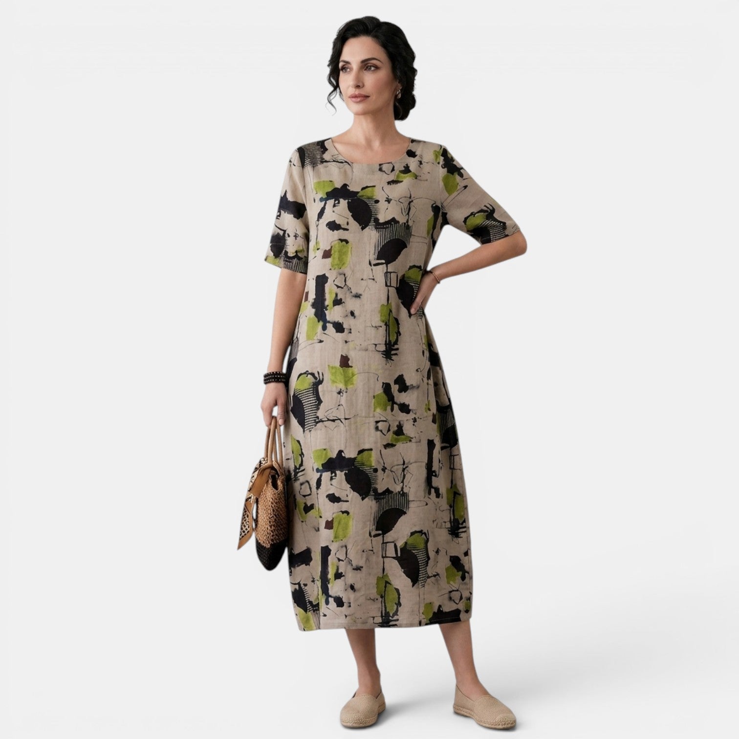 Monvaline | Women’s Linen Dress with Pockets for Summer Holidays