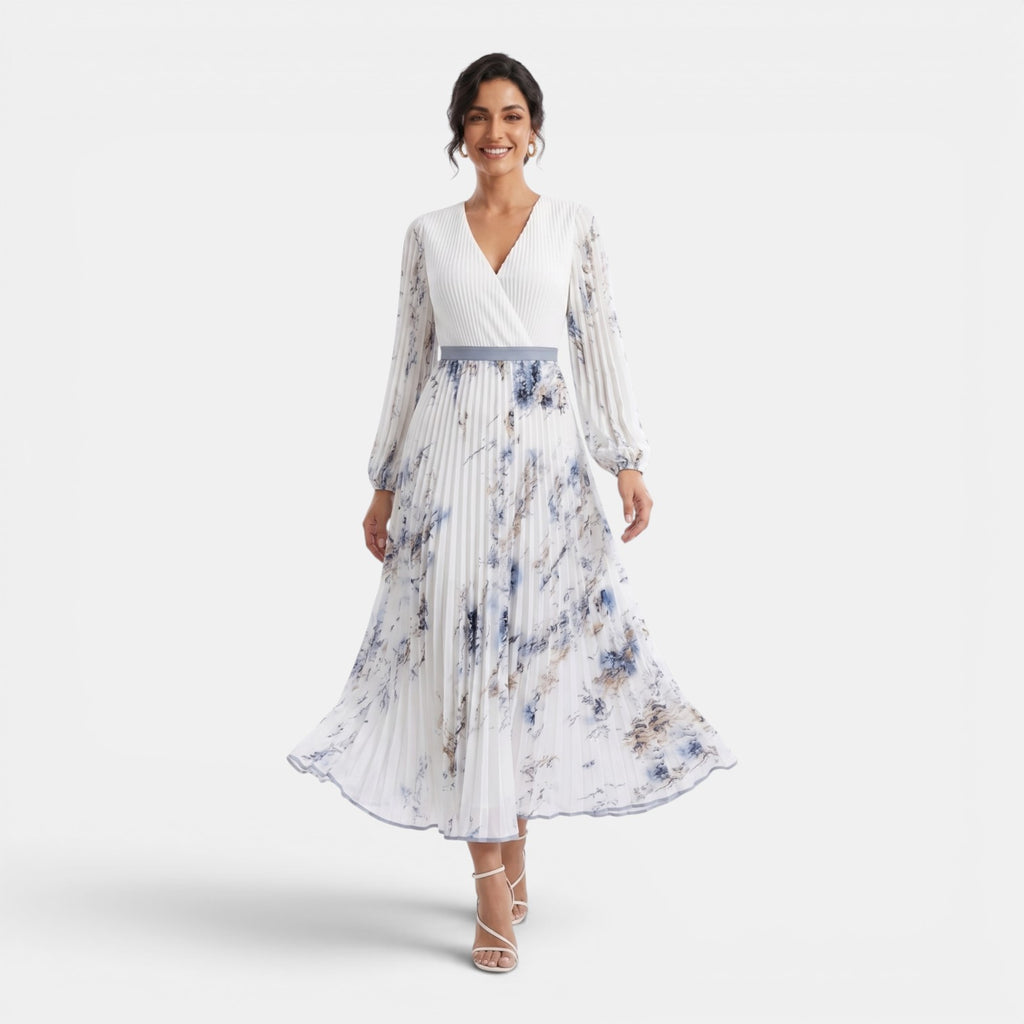 Monvaline | Women’s Long Sleeve Floral Maxi Dress for Holidays & Events