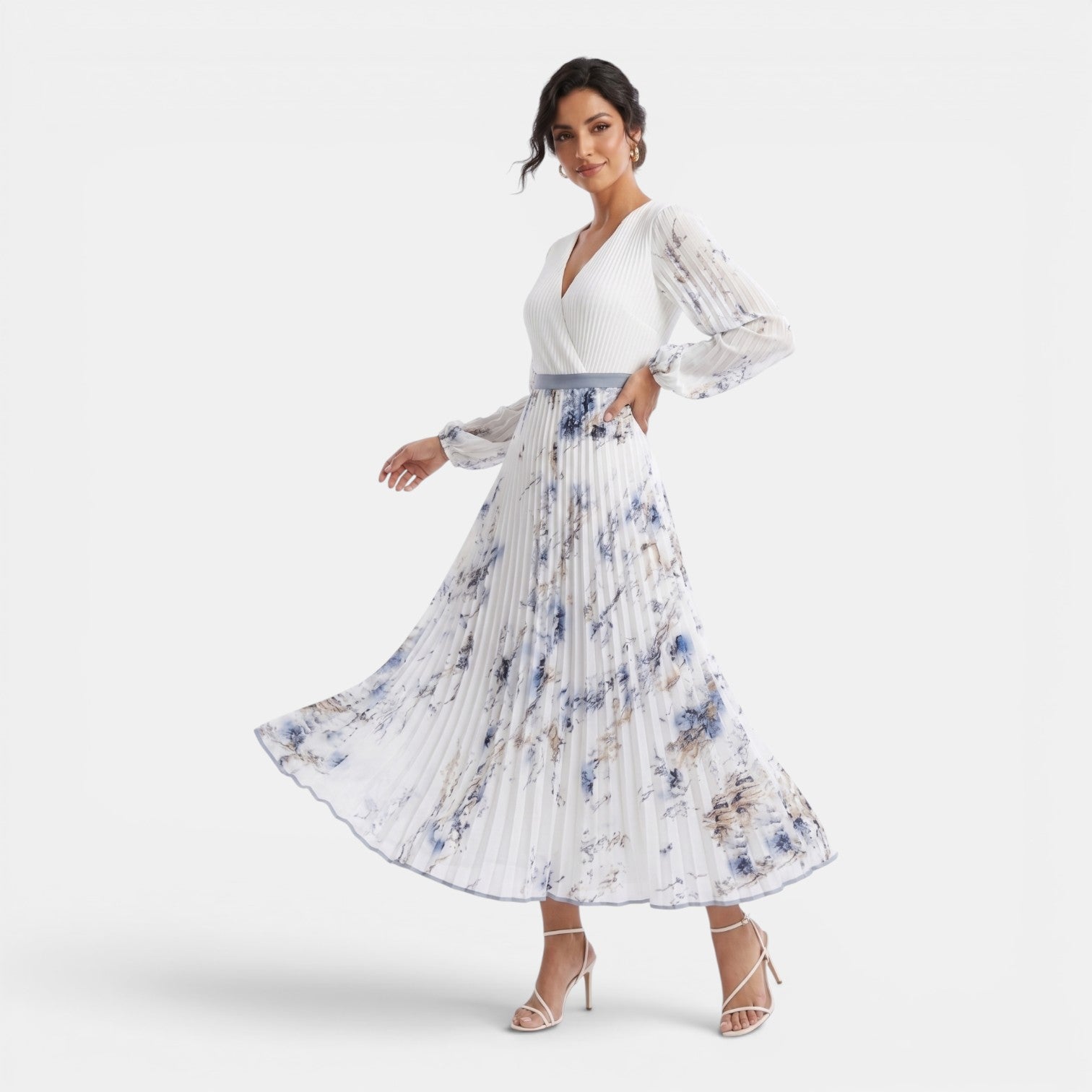 Monvaline | Women’s Long Sleeve Floral Maxi Dress for Holidays & Events
