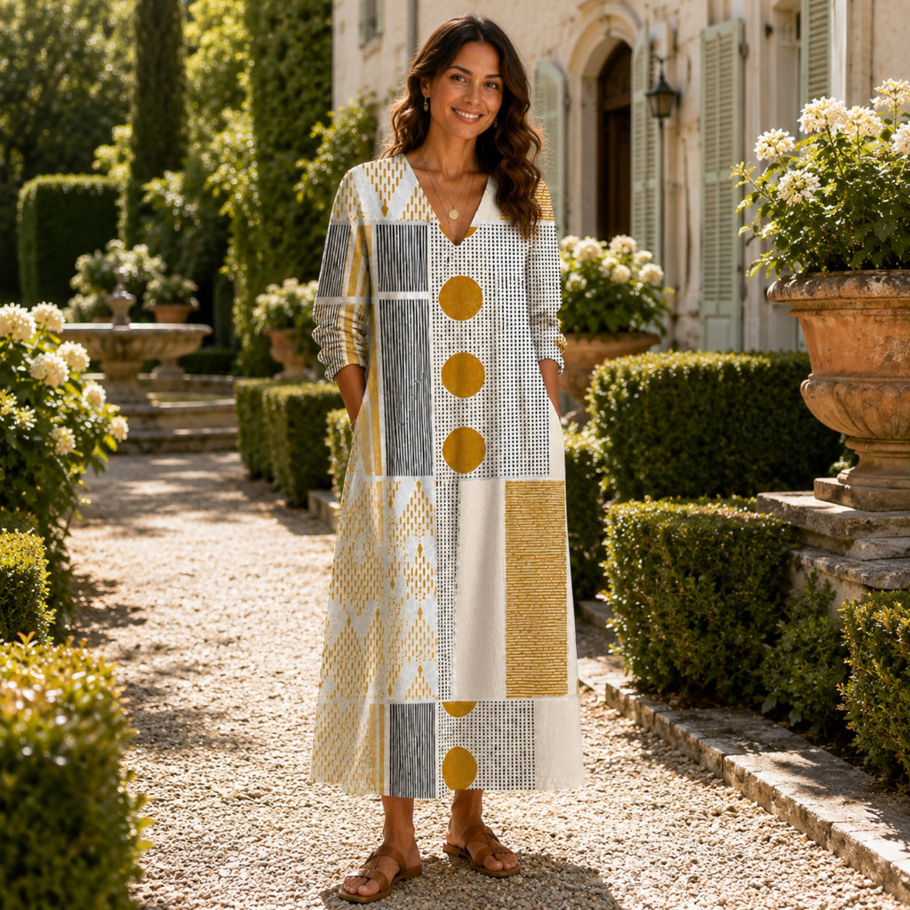 Monvaline | Women’s Loose Fit Linen Maxi Dress for Summer Holidays