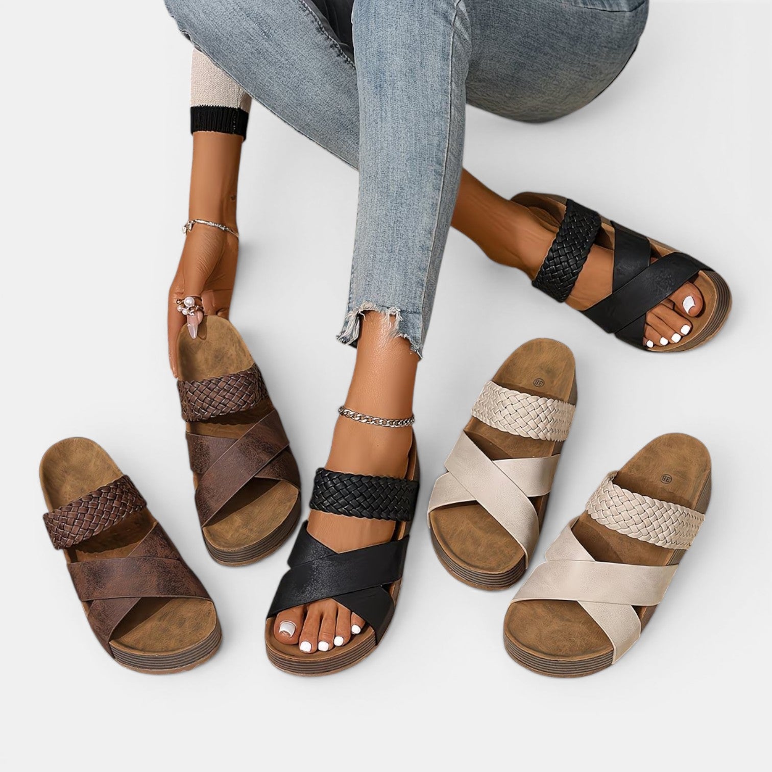 Monvaline | Women’s Platform Sandals Wood Sole Lightweight Comfort Fit