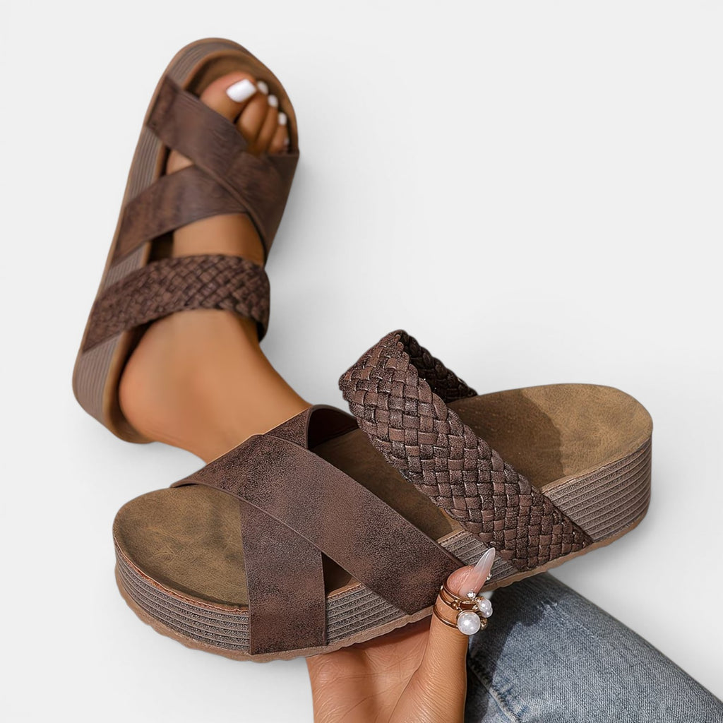Monvaline | Women’s Platform Sandals Wood Sole Lightweight Comfort Fit