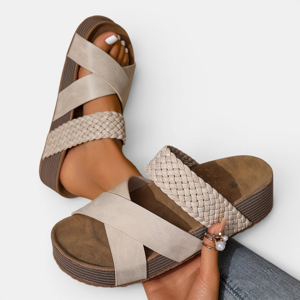 Monvaline | Women’s Platform Sandals Wood Sole Lightweight Comfort Fit