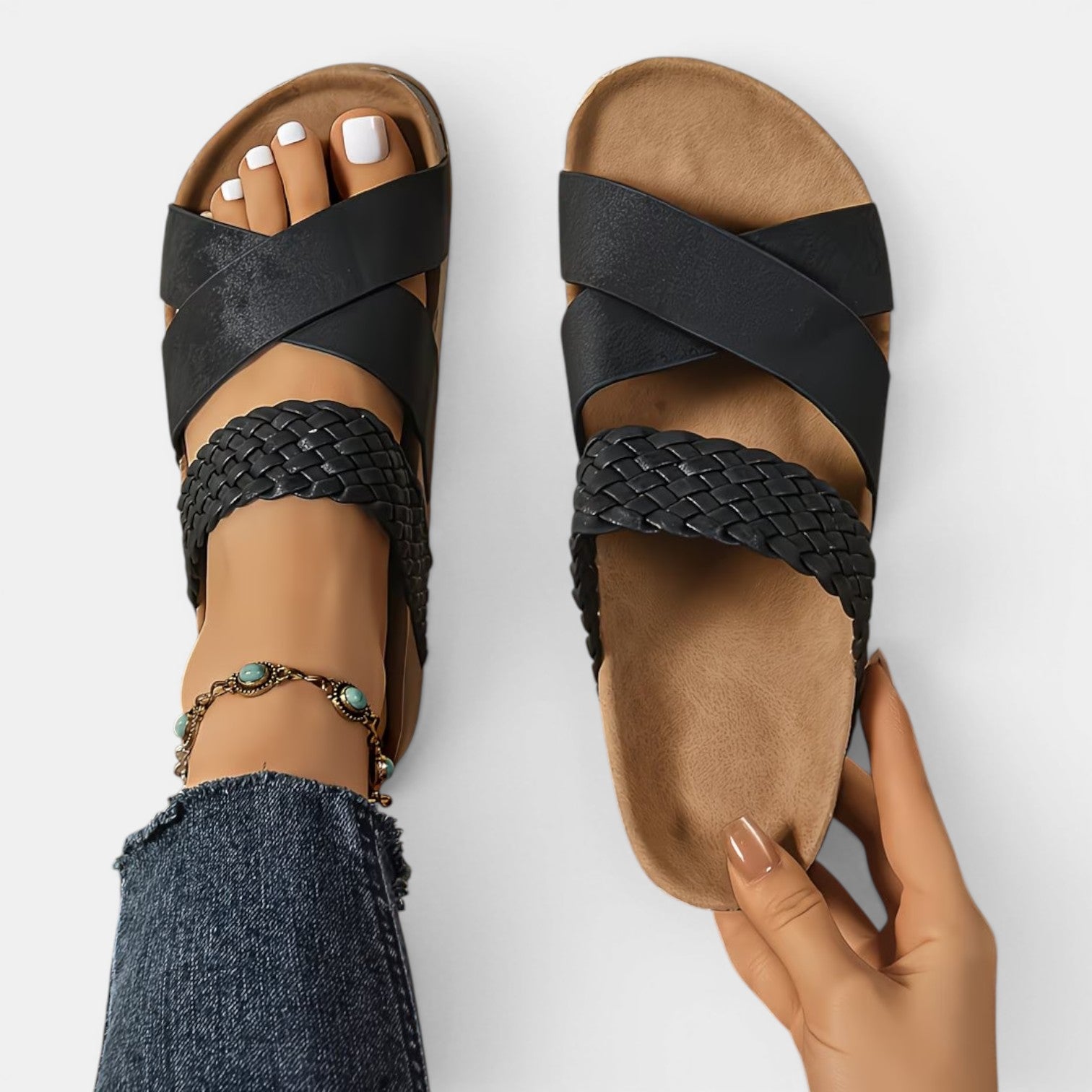 Monvaline | Women’s Platform Sandals Wood Sole Lightweight Comfort Fit