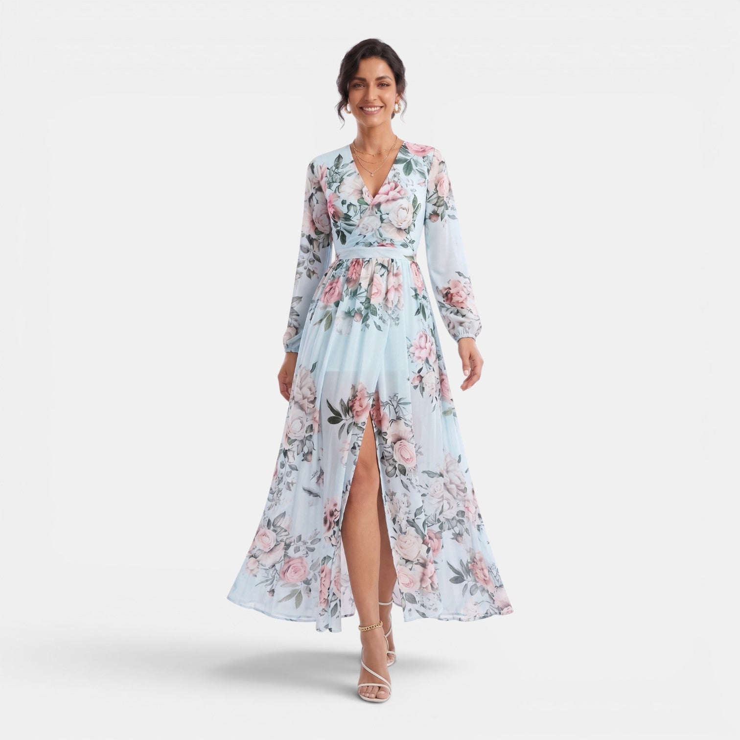 Monvaline | Women’s Slim Fit Chiffon Maxi Dress