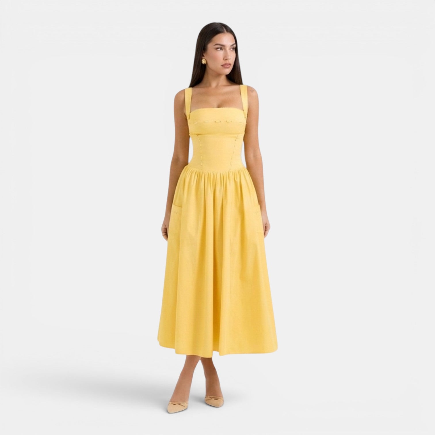 Monvaline | Women’s Strapless Midi Dress