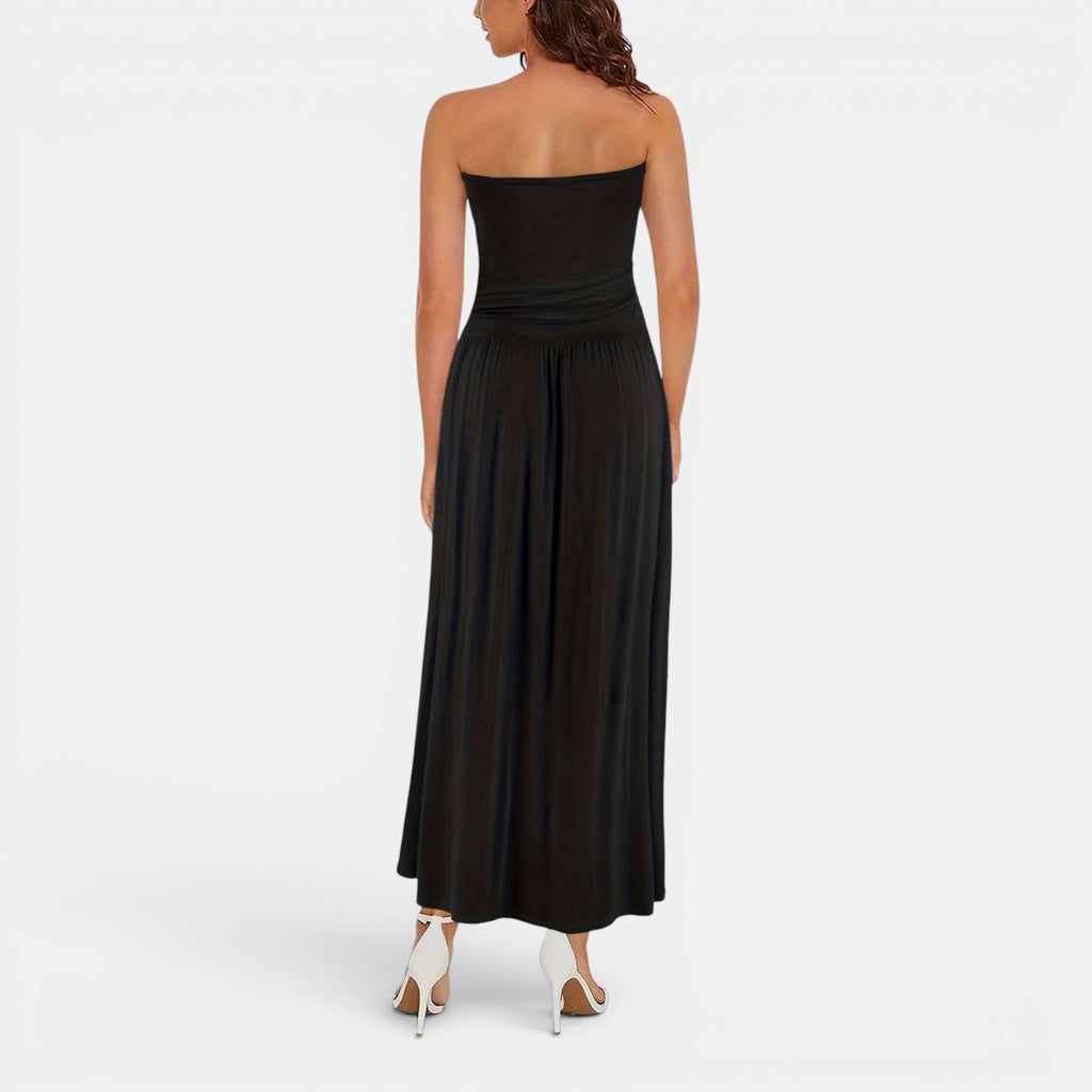 Monvaline | Women’s Strapless Midi Dress with Pockets for Summer Events