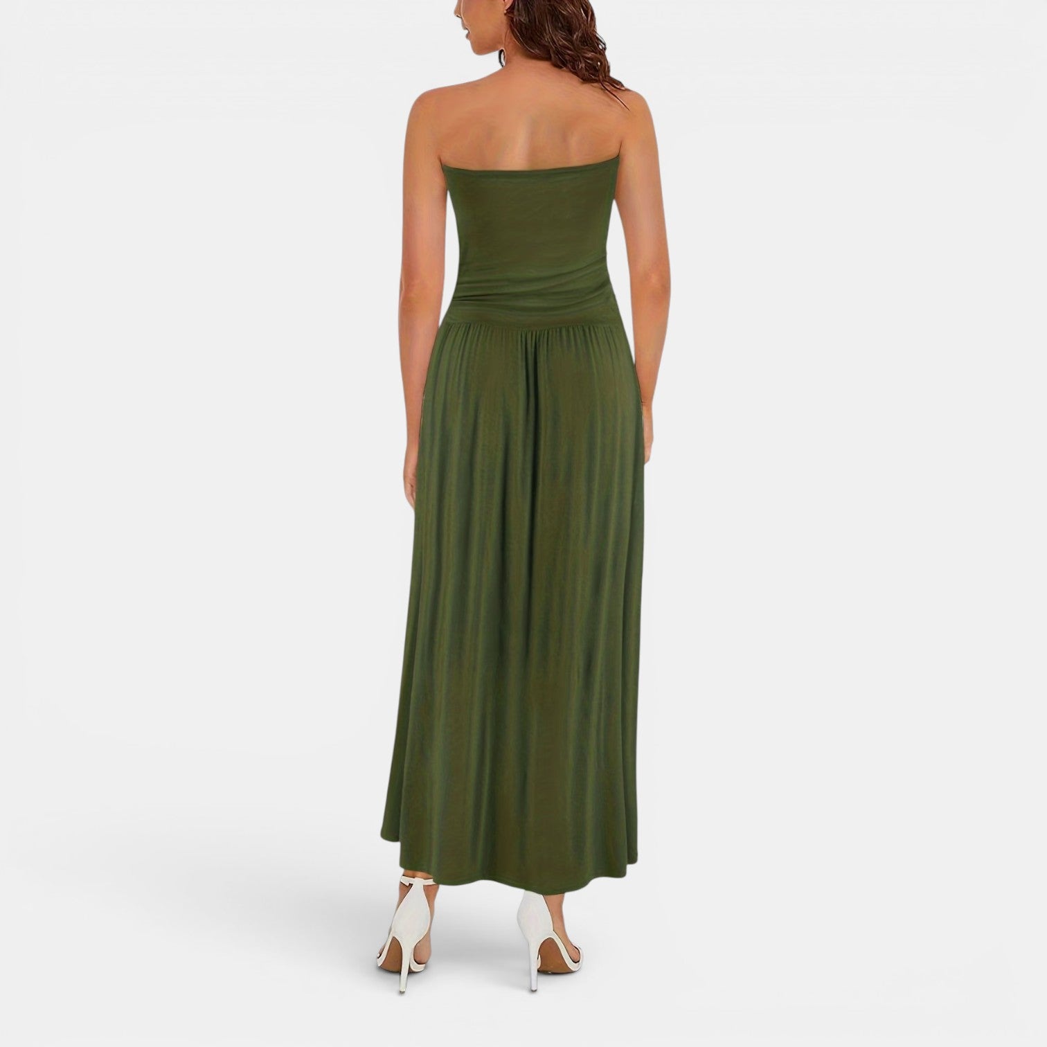 Monvaline | Women’s Strapless Midi Dress with Pockets for Summer Events