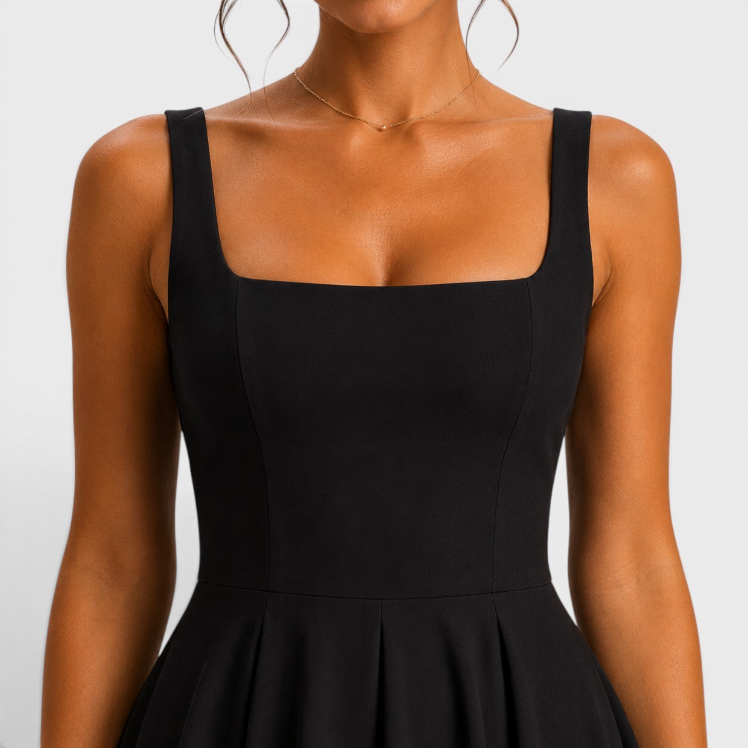 Monvaline | Women's Strappy Midi Dress with Volume Hem – Elegant Summer Dress