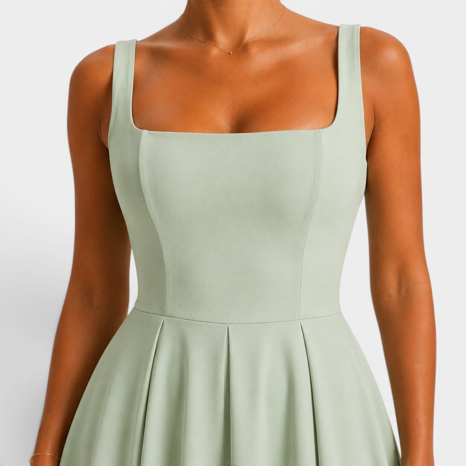 Monvaline | Women's Strappy Midi Dress with Volume Hem – Elegant Summer Dress