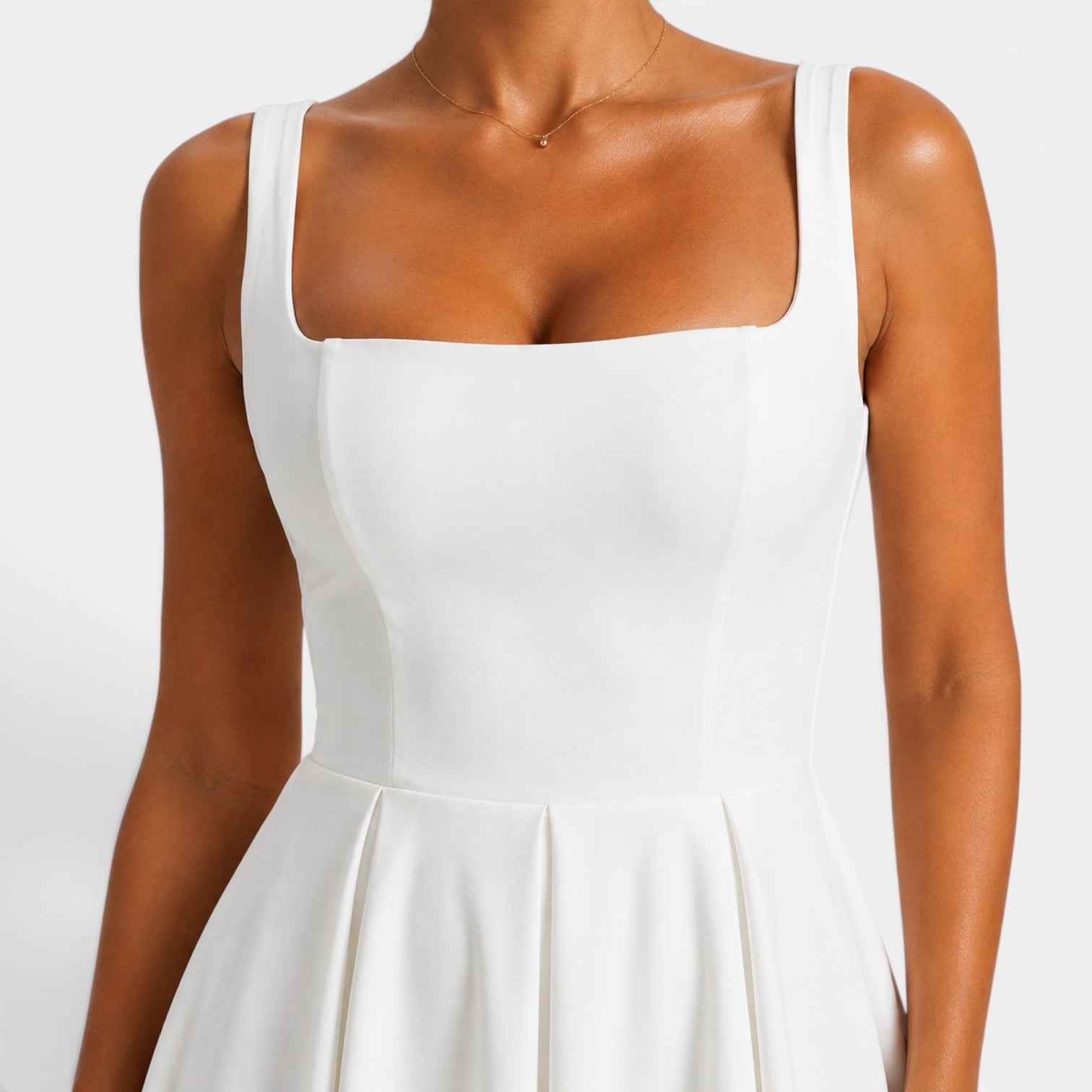 Monvaline | Women's Strappy Midi Dress with Volume Hem – Elegant Summer Dress