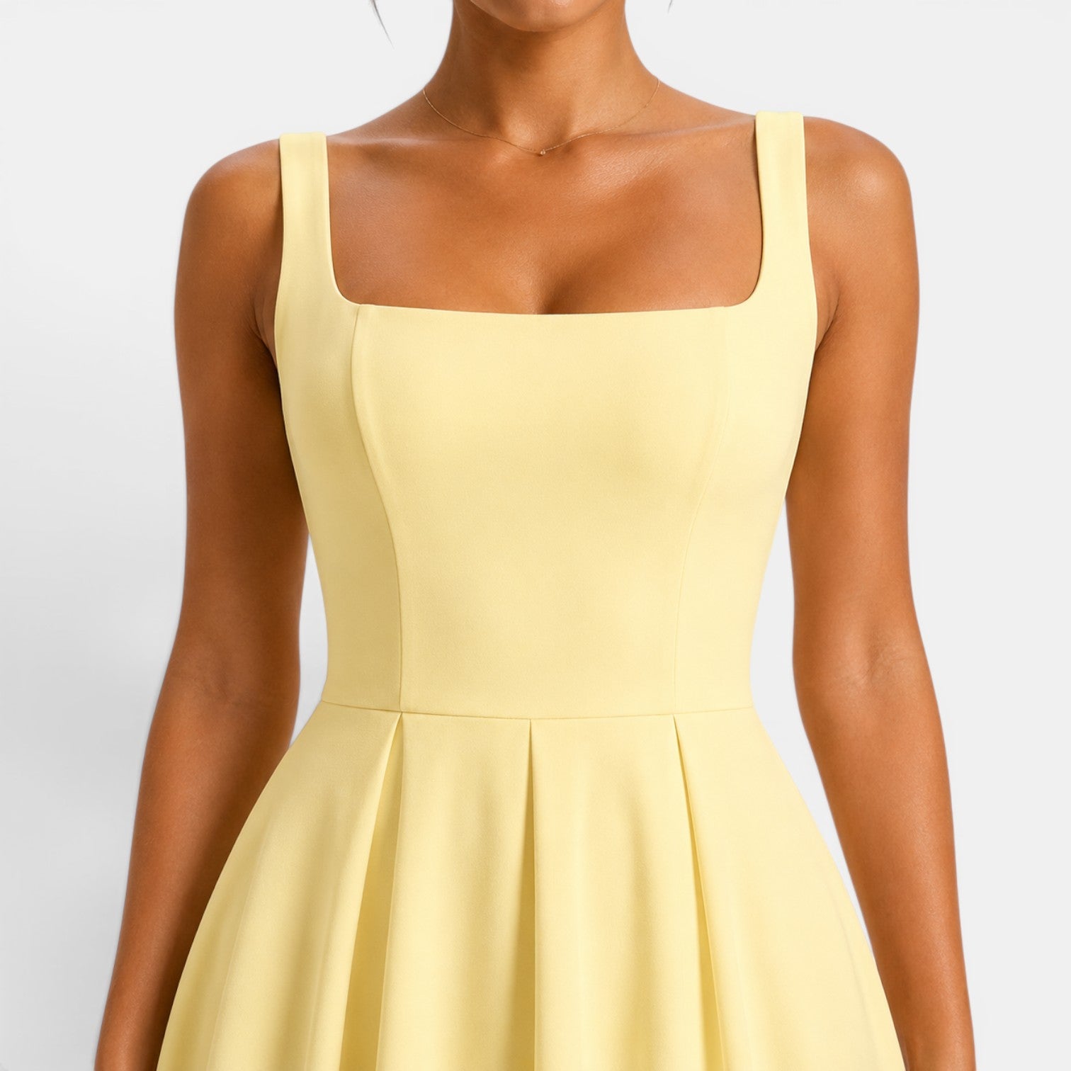 Monvaline | Women's Strappy Midi Dress with Volume Hem – Elegant Summer Dress