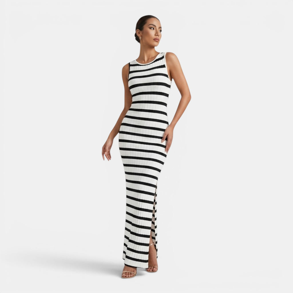Monvaline | Women’s Striped Sleeveless Maxi Dress