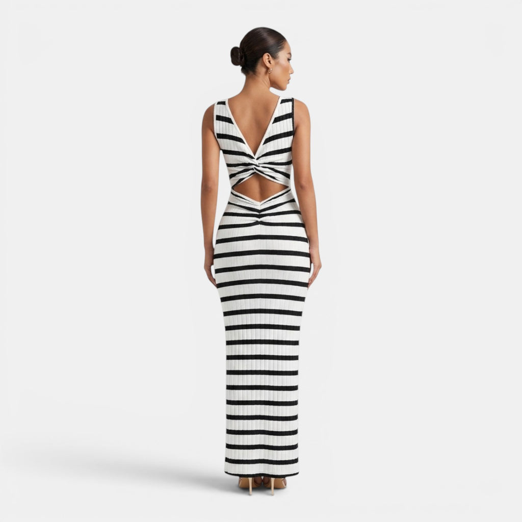 Monvaline | Women’s Striped Sleeveless Maxi Dress