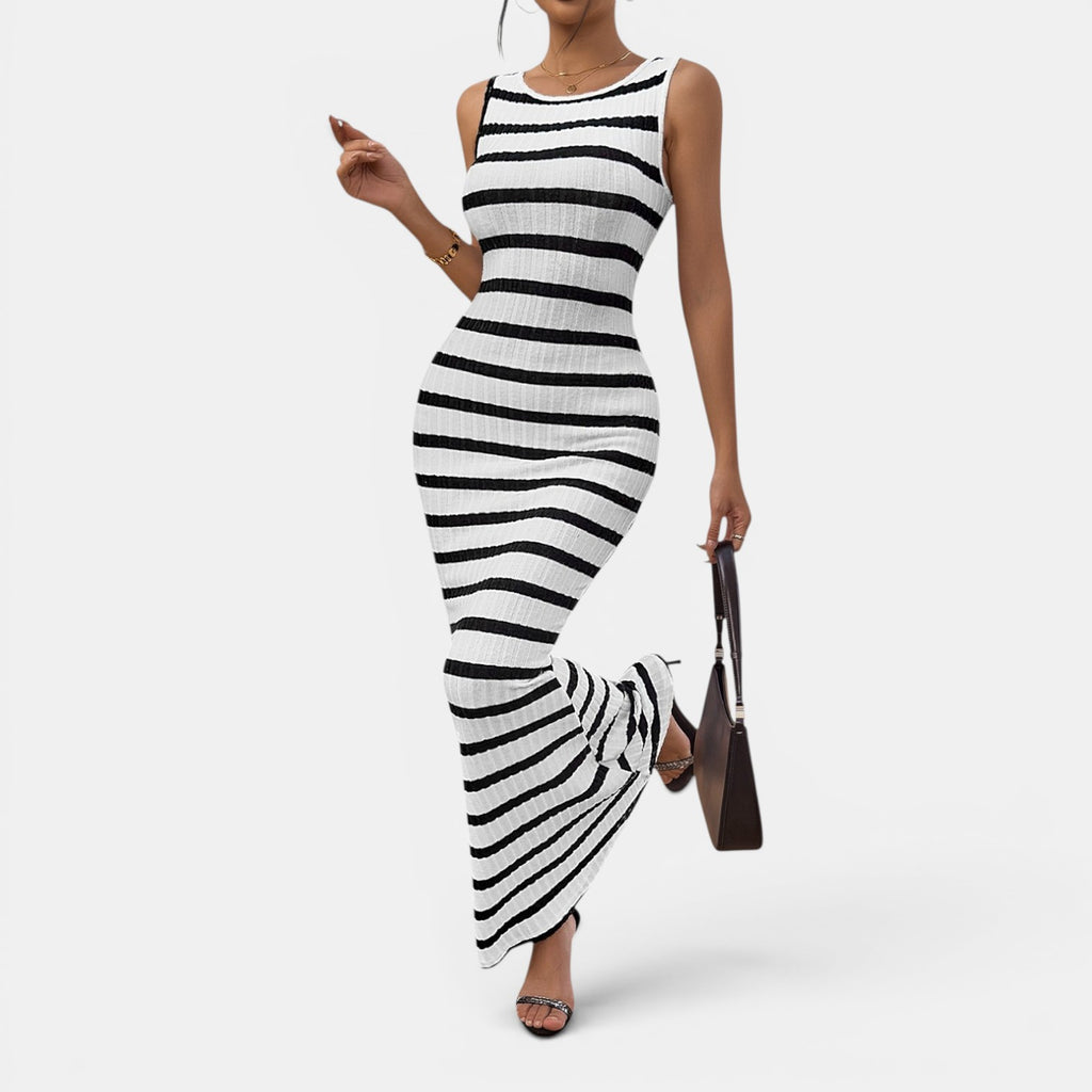 Monvaline | Women’s Striped Sleeveless Maxi Dress