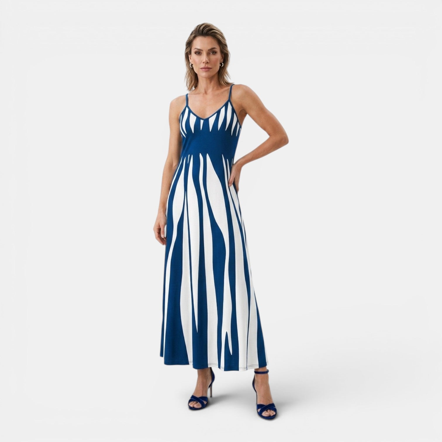 Monvaline | Women’s Summer Holiday Dress – Lightweight V-Neck Midi Style